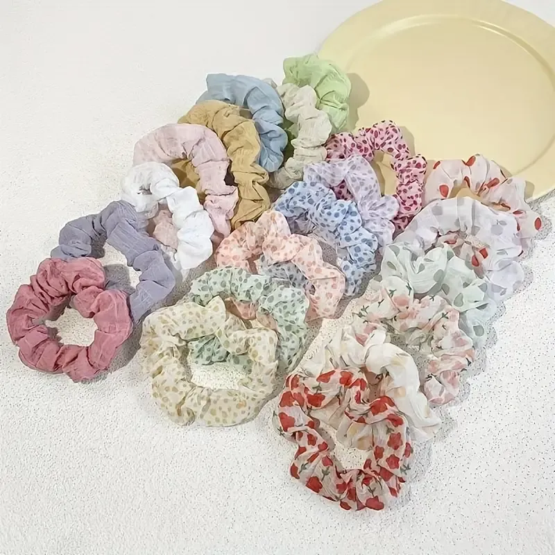 Cute Style Sweet Floral Print Hair Tie Set
