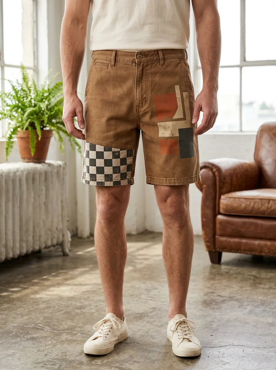 Men's Geometric Checkerboard Shorts