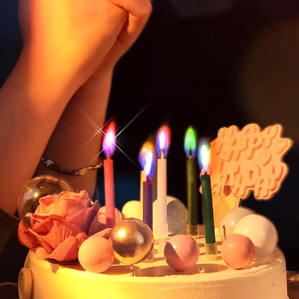 12 Pcs Gothic Halloween Birthday Colored Flame Candle