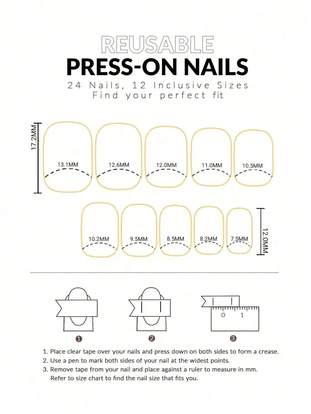 Nailhour 24Pcs French Medium Square Sweet Daily Press On Nails