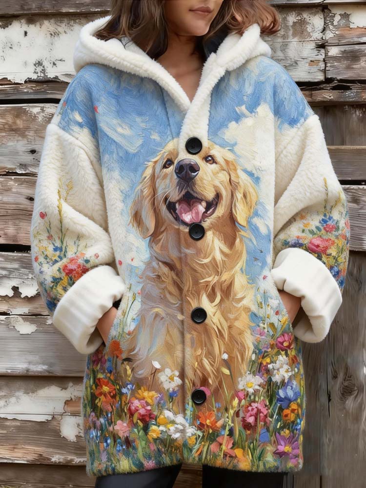 Flower Field Golden Retriever Vitality Coat - solarwardrobe