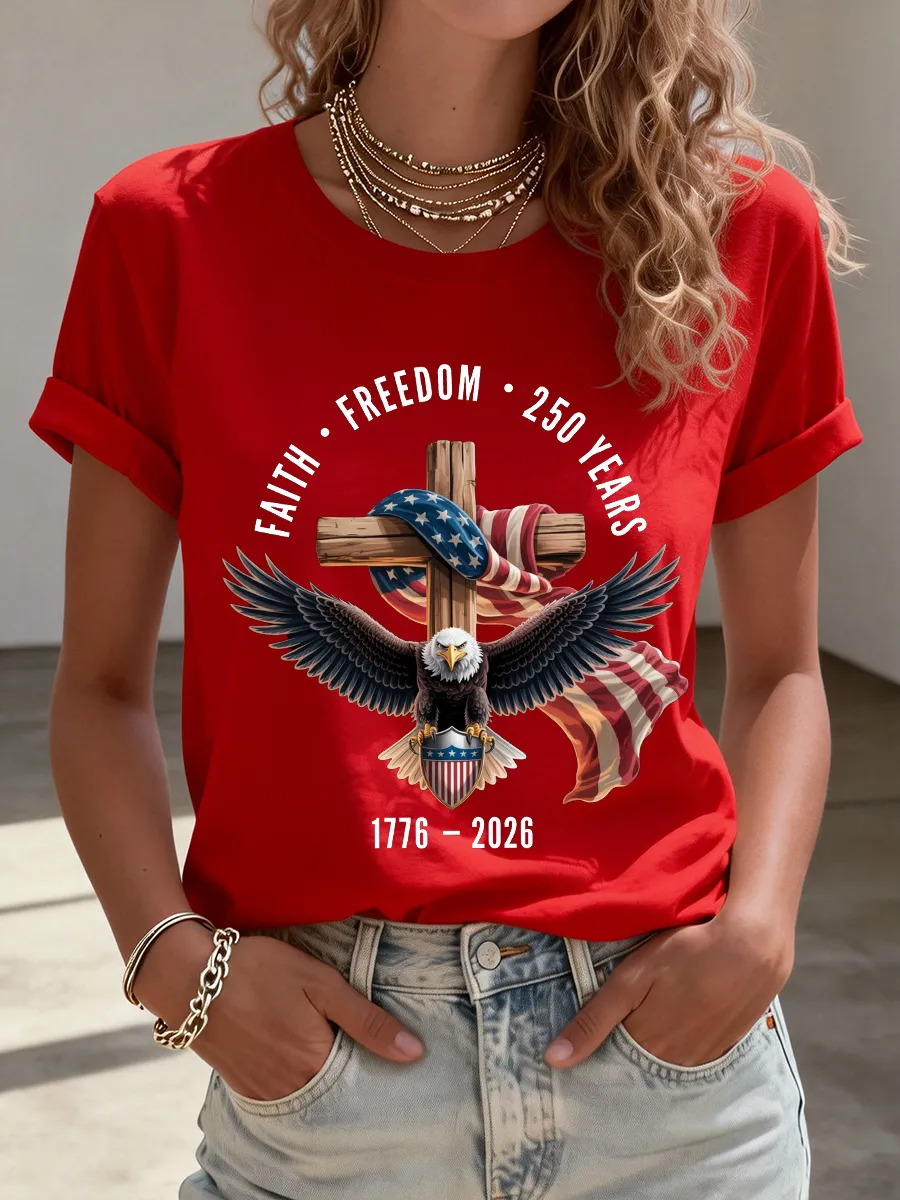 Women's1776-2026 Anniversary Celebration Printed T-Shirt