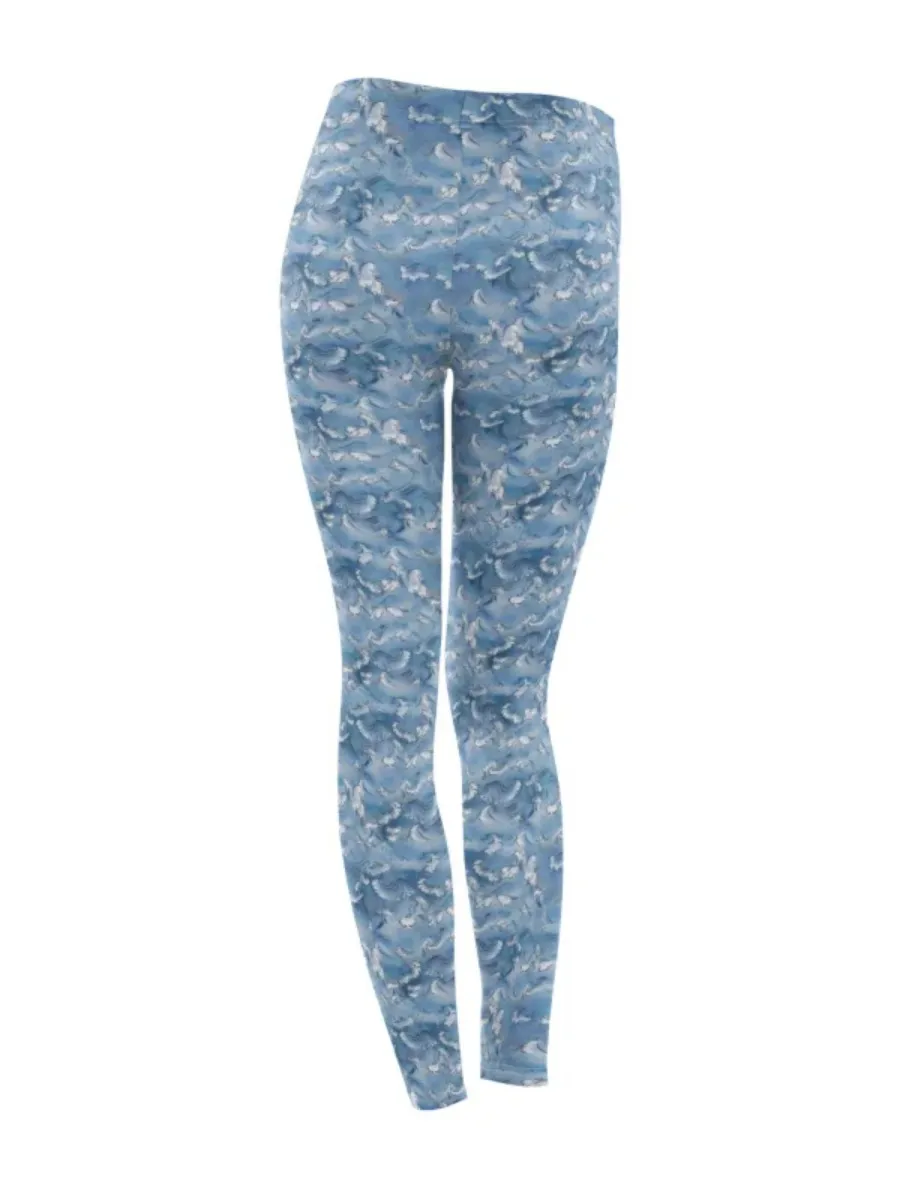 Blue Wave Print Leggings