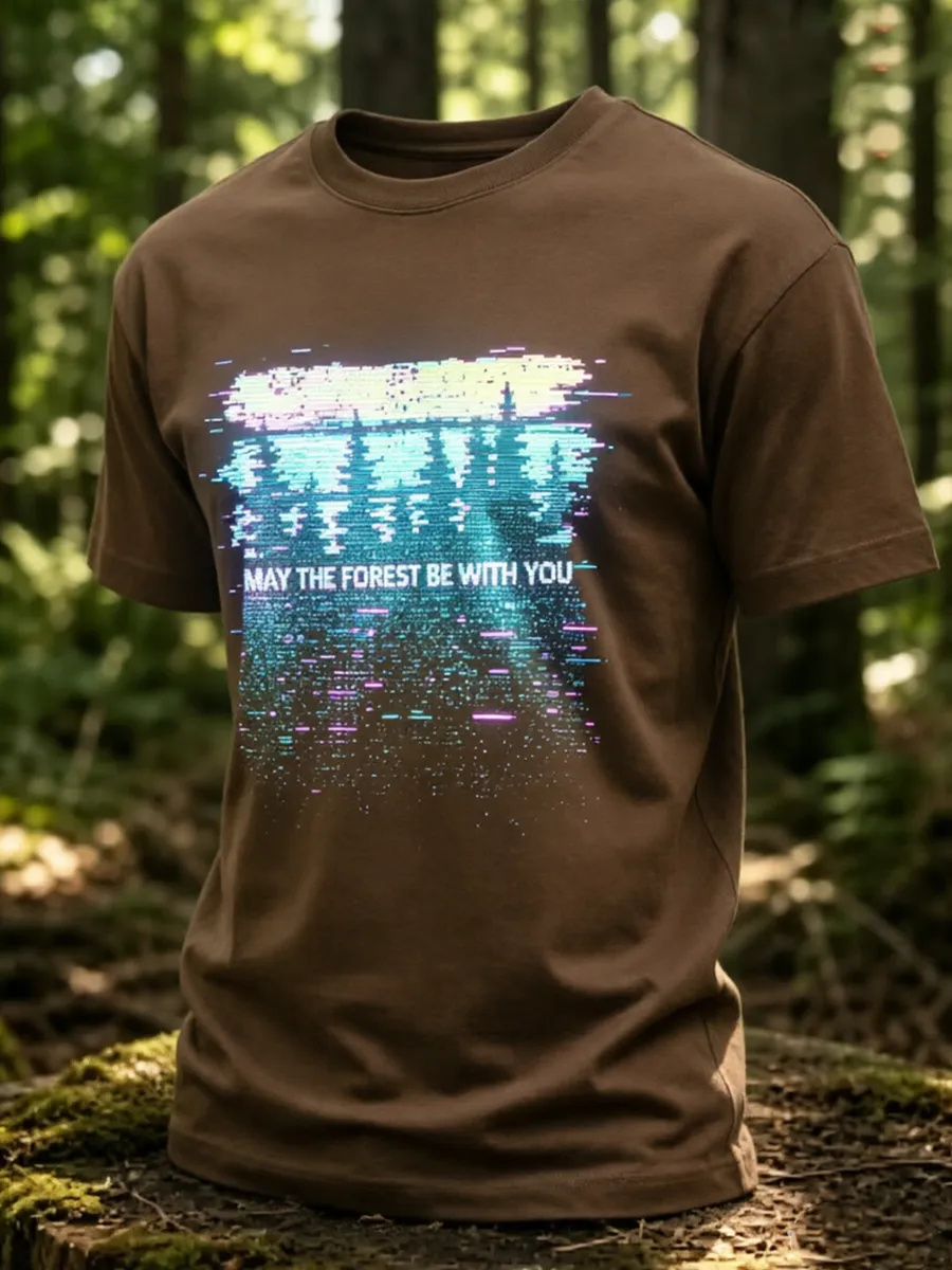 Men's May The Forest Be With You Printed Casual T-Shirt