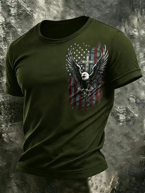 Men'S Retro America 250 National Flag Print Casual T Shirt