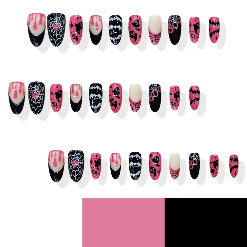 Nailhour 30Pcs Halloween Ghost Medium Almond Press On Nails