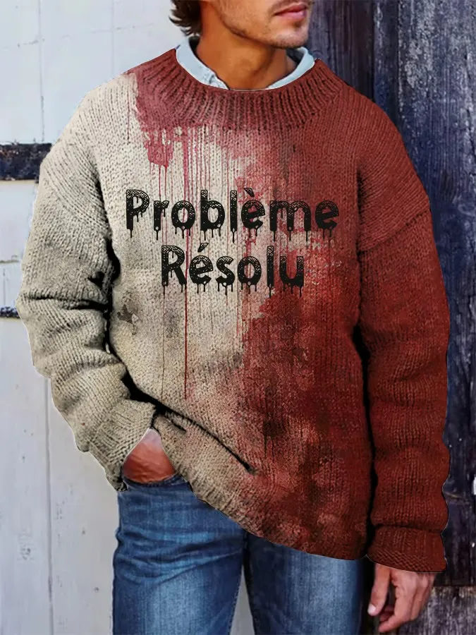 Men's Problem Solved Halloween Print Sweater