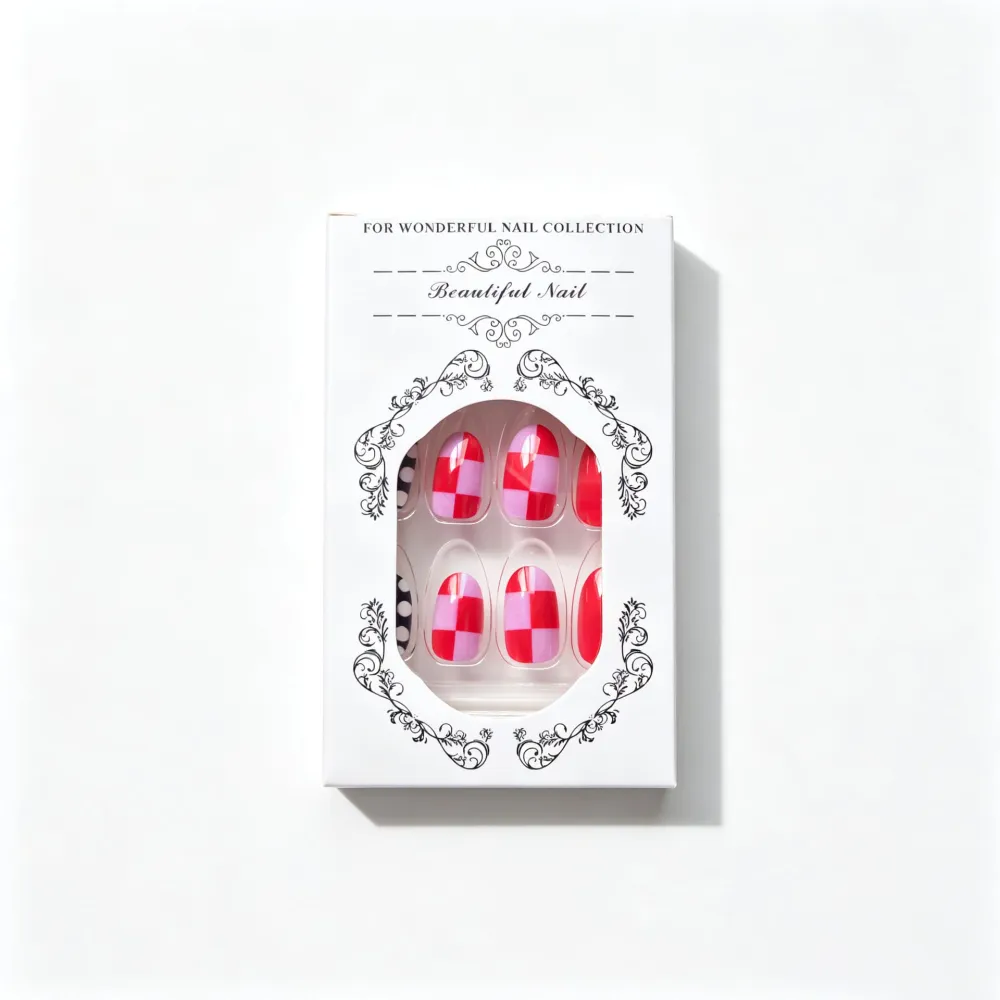 Nailhour 24Pcs French Multicolor Short Oval Press On Nails