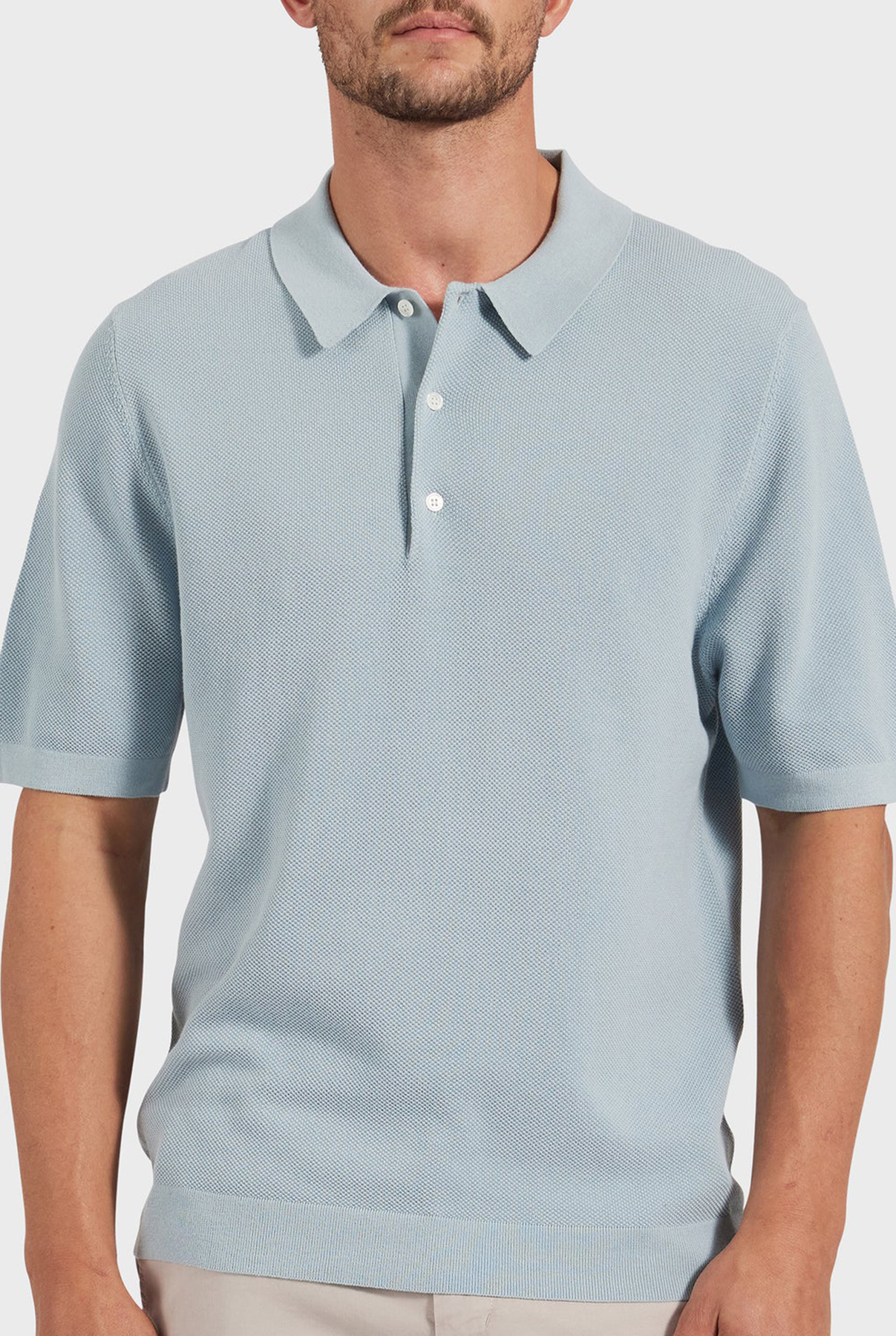 Riley Knit Polo- Air blue