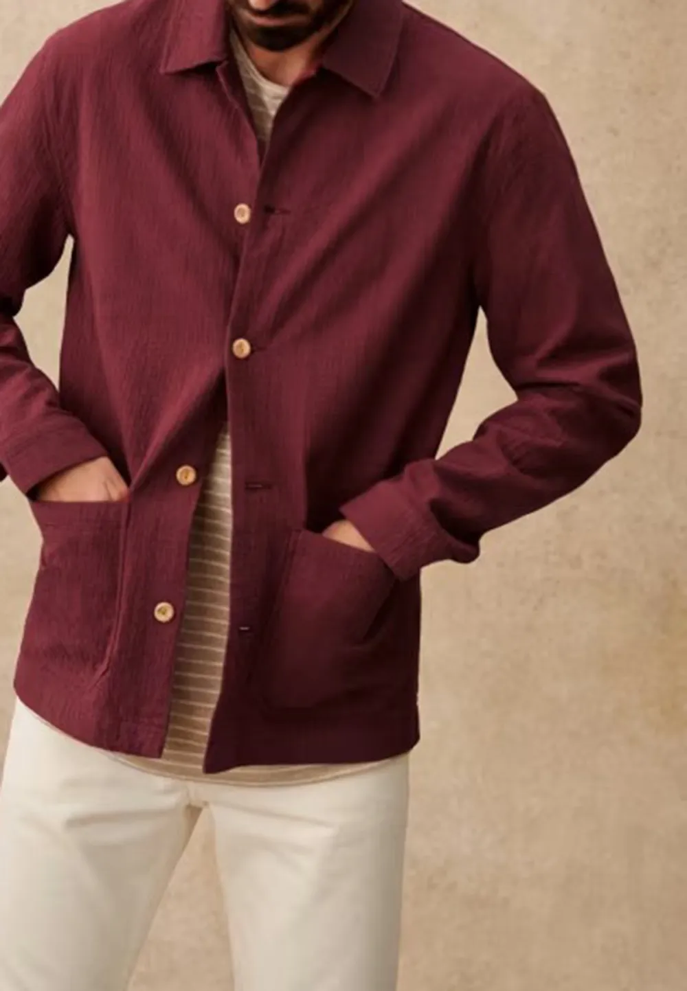  Coton Texture Jacket-Raspberry