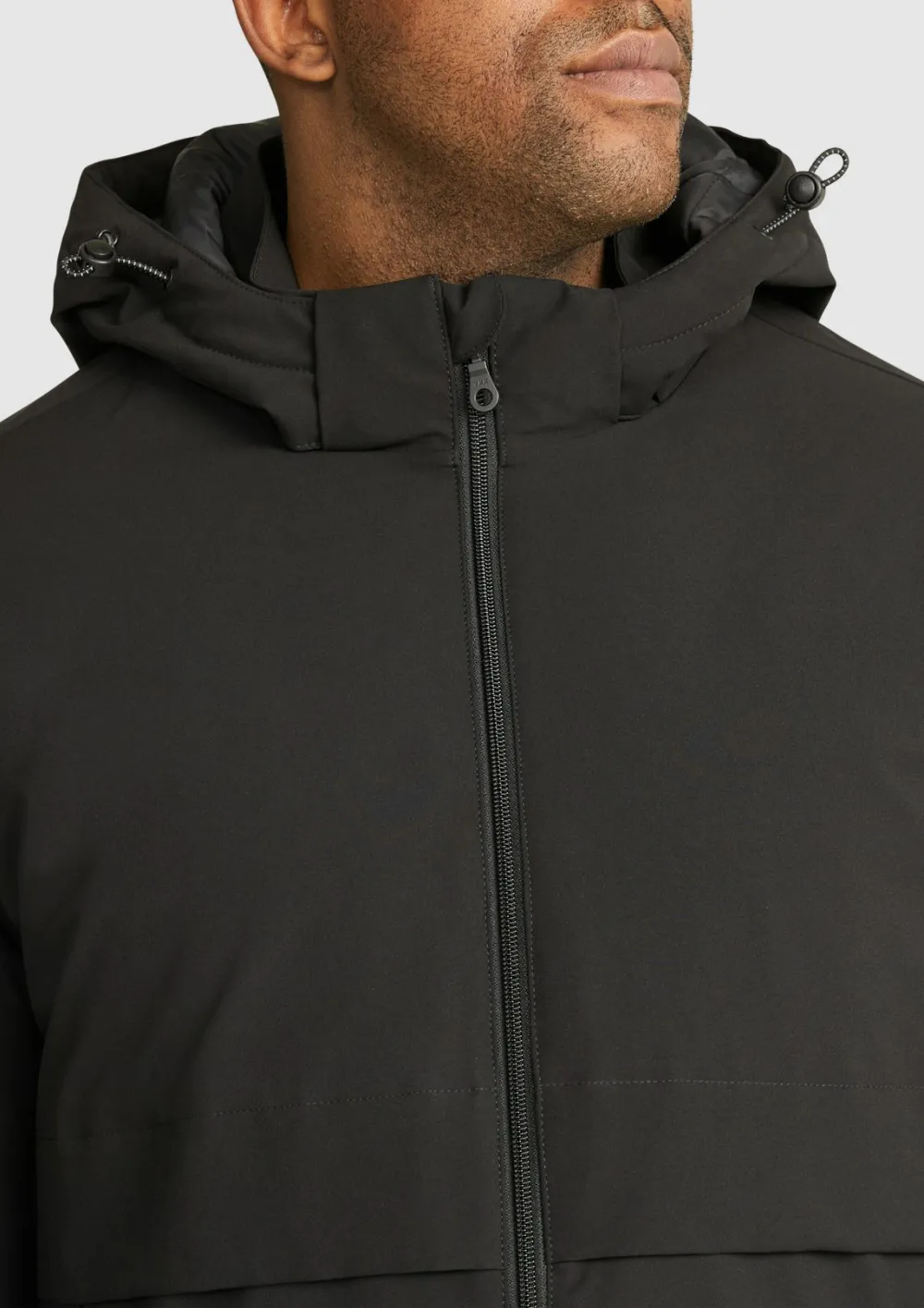 Black Casual Hooded Parka Jackets