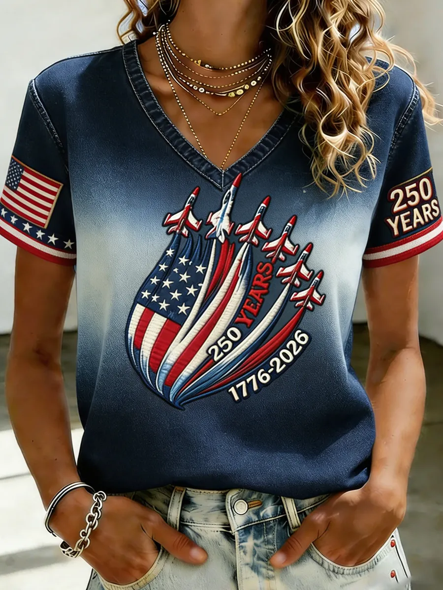 Women'S 250Th Anniversary Printed Short Sleeve Knitted Shirt