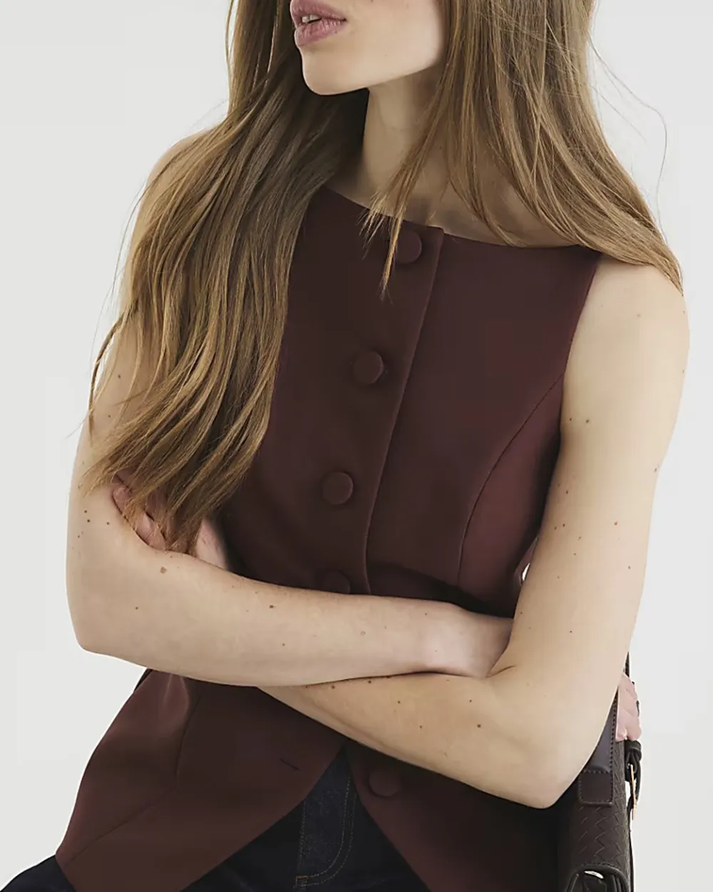 Business Casual Women's Sleeveless Split Hem Tops
