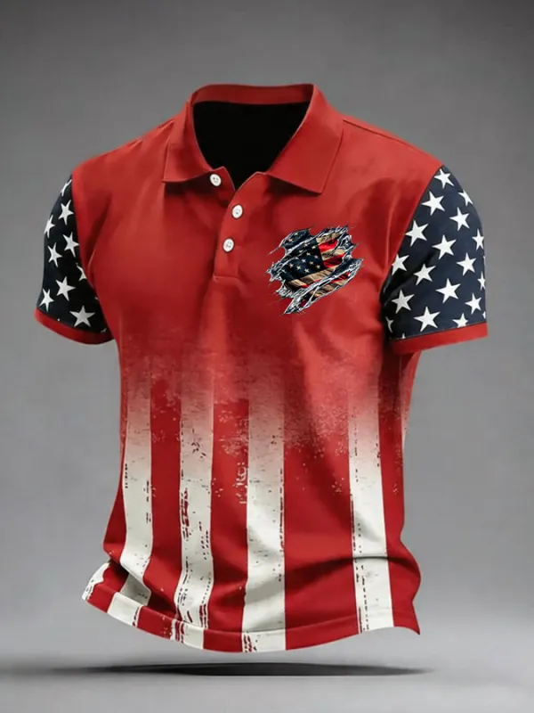 Men'S Independence Day Print Casual Polo Shirt