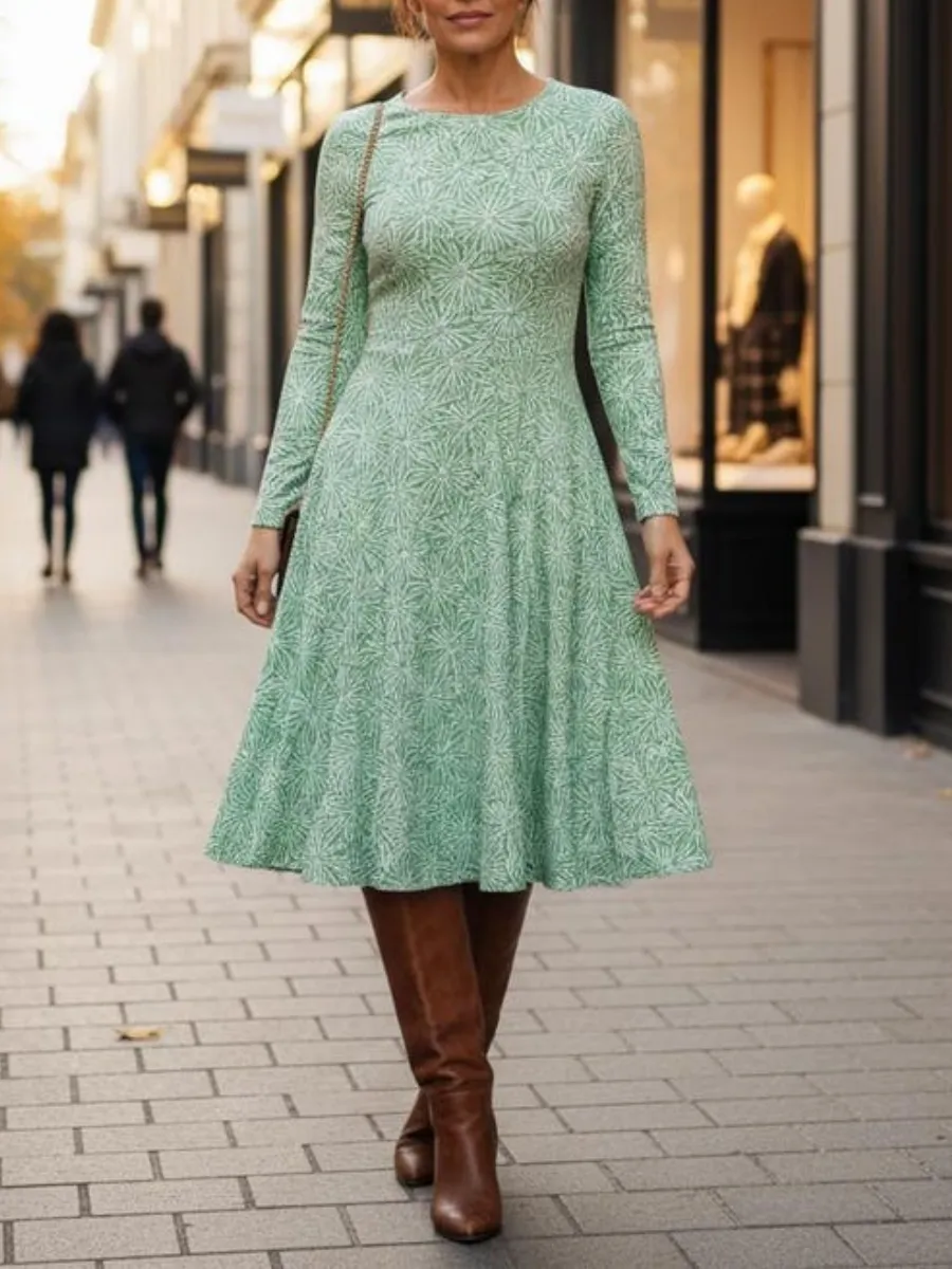Long Sleeve Floral Printed Dress