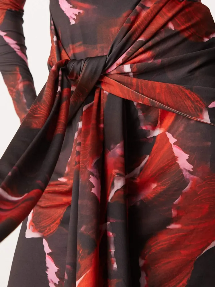 Print Roll-Neck Slim Fit Dress