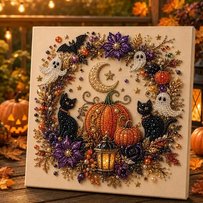 Halloween 5D Diamond Painting Kit: Beginner-Friendly Bead Art