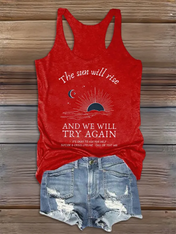 Women's Mental Health Round-Neck Sleeveless Vest  Prints