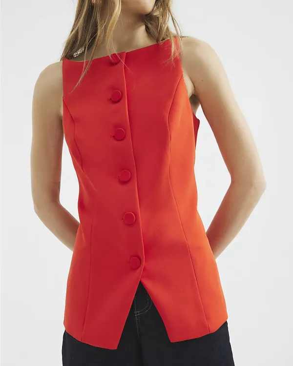 Business Casual Women's Sleeveless Split Hem Tops