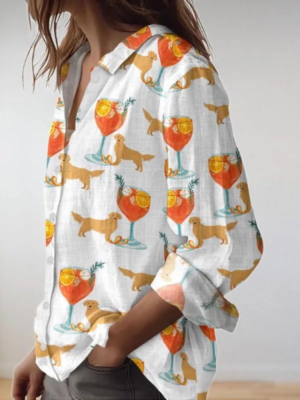 Funny Drink Dog Pattern Shirt