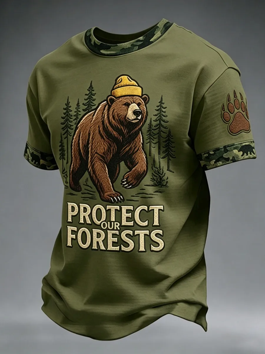 Protect Our Forests Resist Bear Pattern Men's T-Shirt