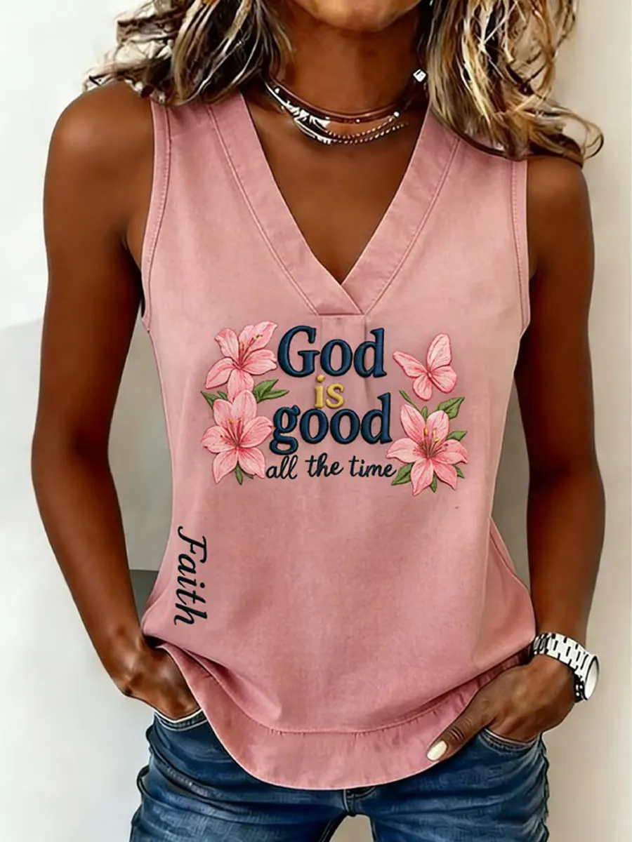 Women'S Faith Art Commemorative Pattern Printed Comfortable Tank Top