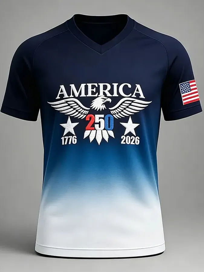 Men' American Flag  Printed Casual T-shirt