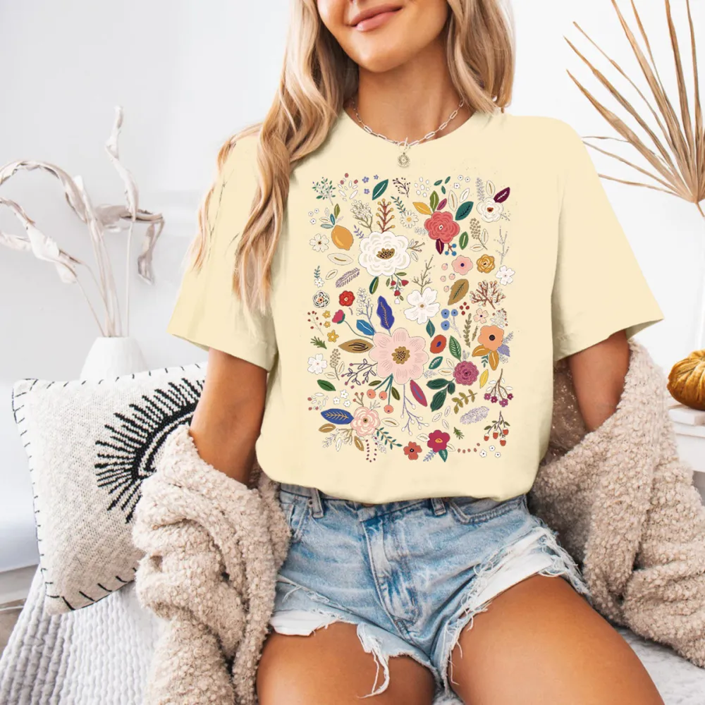 Nature Inspired Wildflower Printed T-Shirts