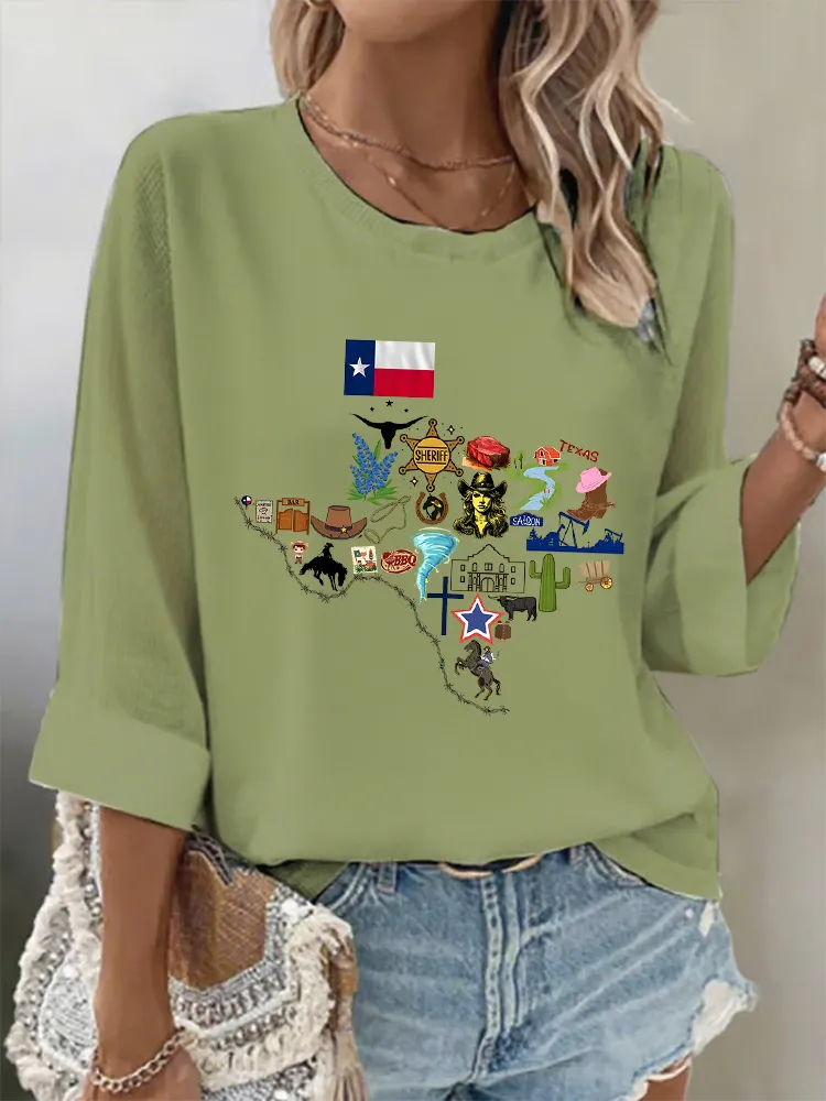 Women'S Texas Strong Simple Loose Breathable Round Neck T-Shirt