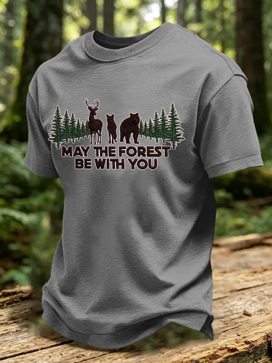 Men's May The Forest Be With You Printed Casual T-Shirt