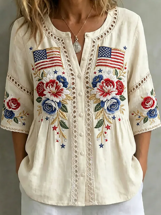 Women's Fashion Art Top Celebrating the 250th Anniversary of the Founding of the United States