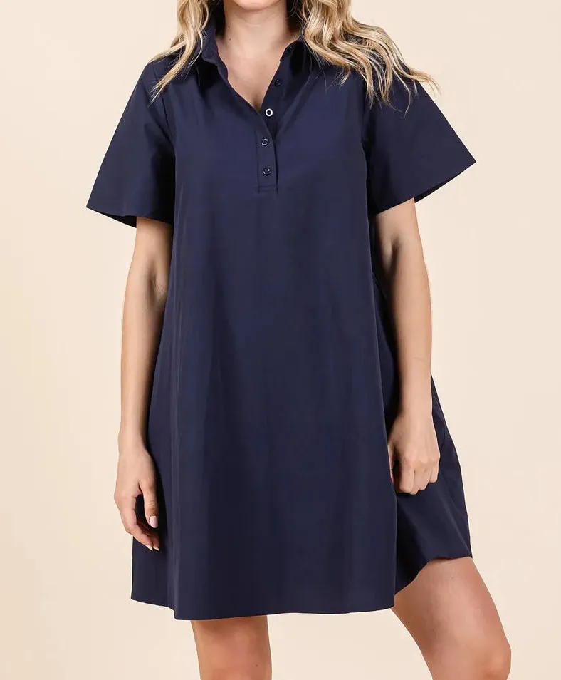 Deep Navy Versatile Daily College Style Dress