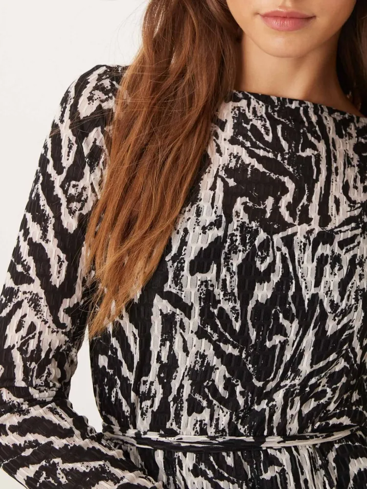 Tied Waist Print Midi Dress