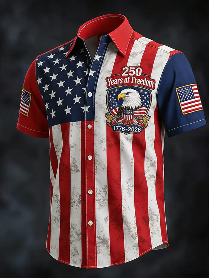 Men's Independence 250th Anniversary American Flag Cross Patriotic Shirt