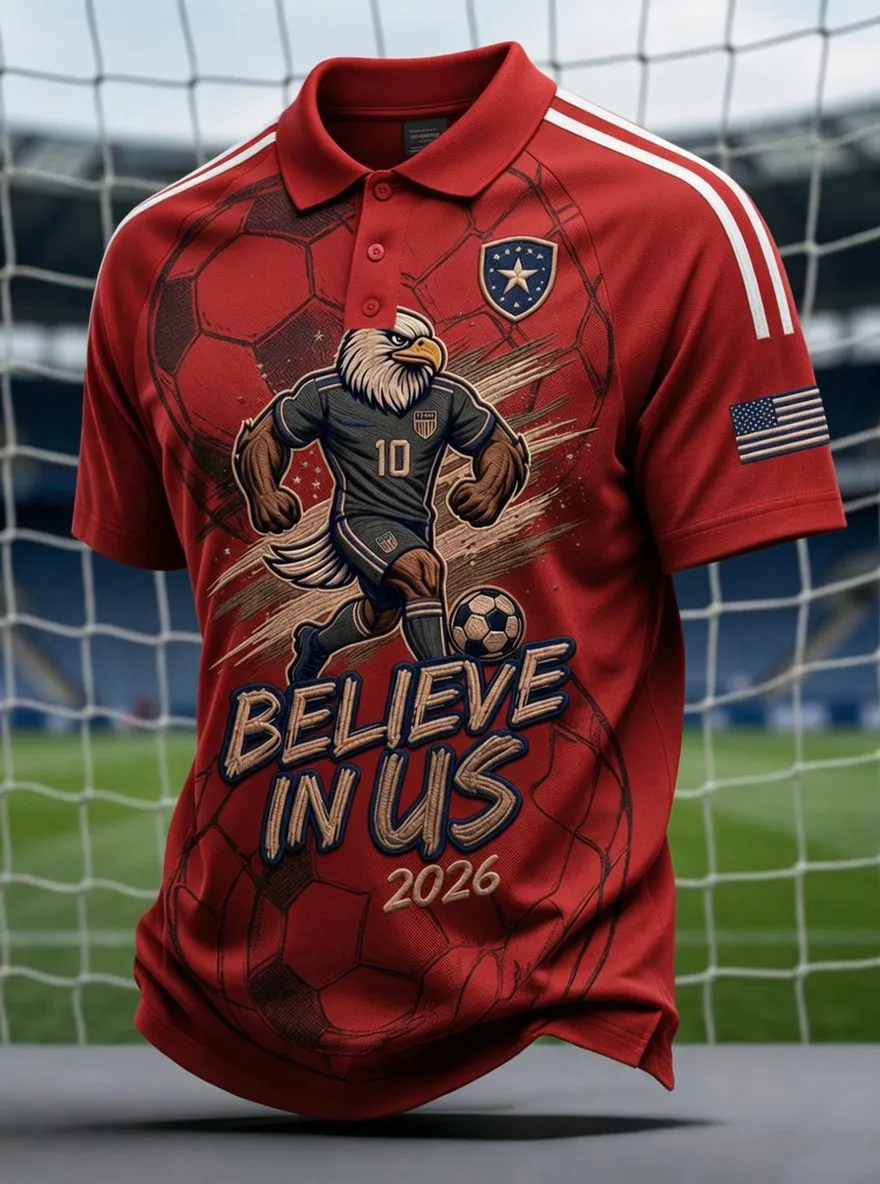 Men's  Soccer In Us 2026 Printed Polo Shirt