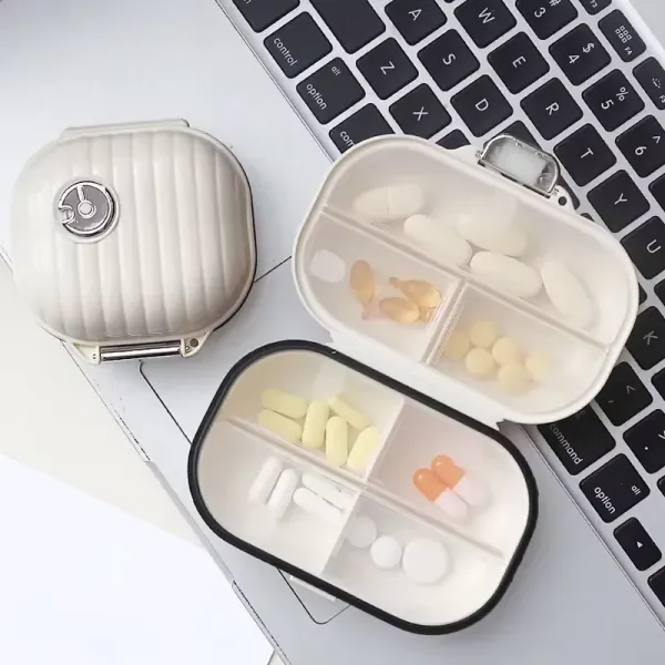 Portable 7-Compartment Mini Pill Organizer Box