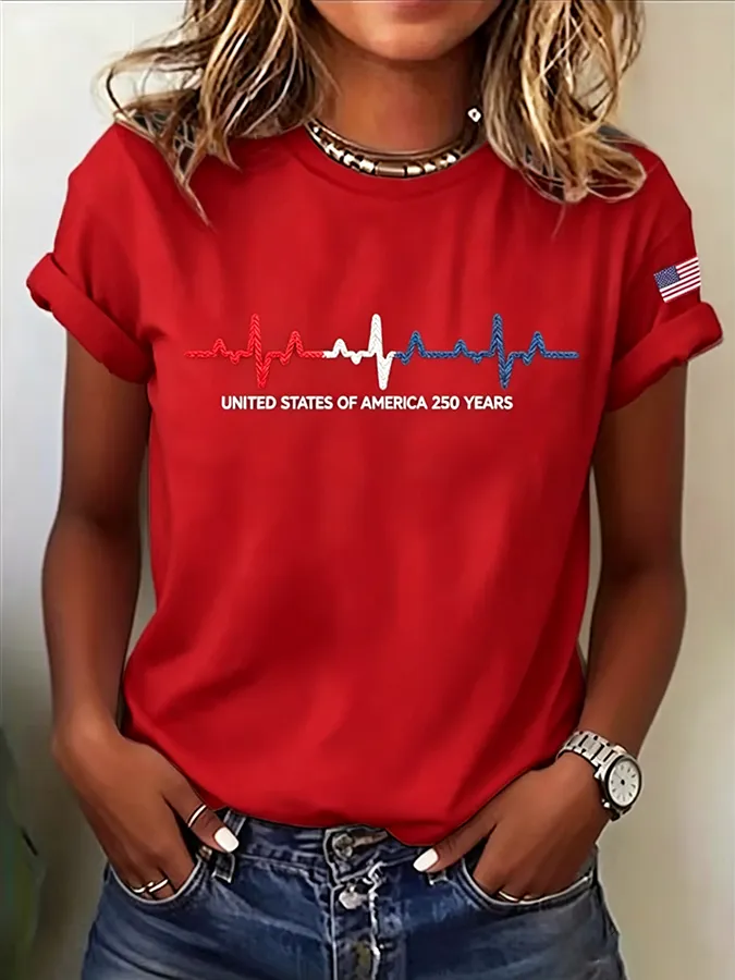Women'S  Flag Printed Casual T-Shirt