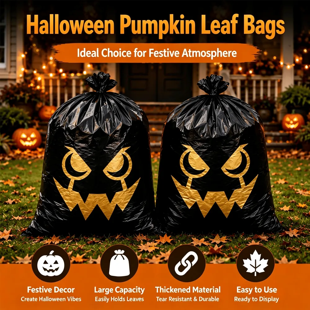 2pcs Halloween Quirky Decorative Leaf Bag 24*30in (61*76.2cm)