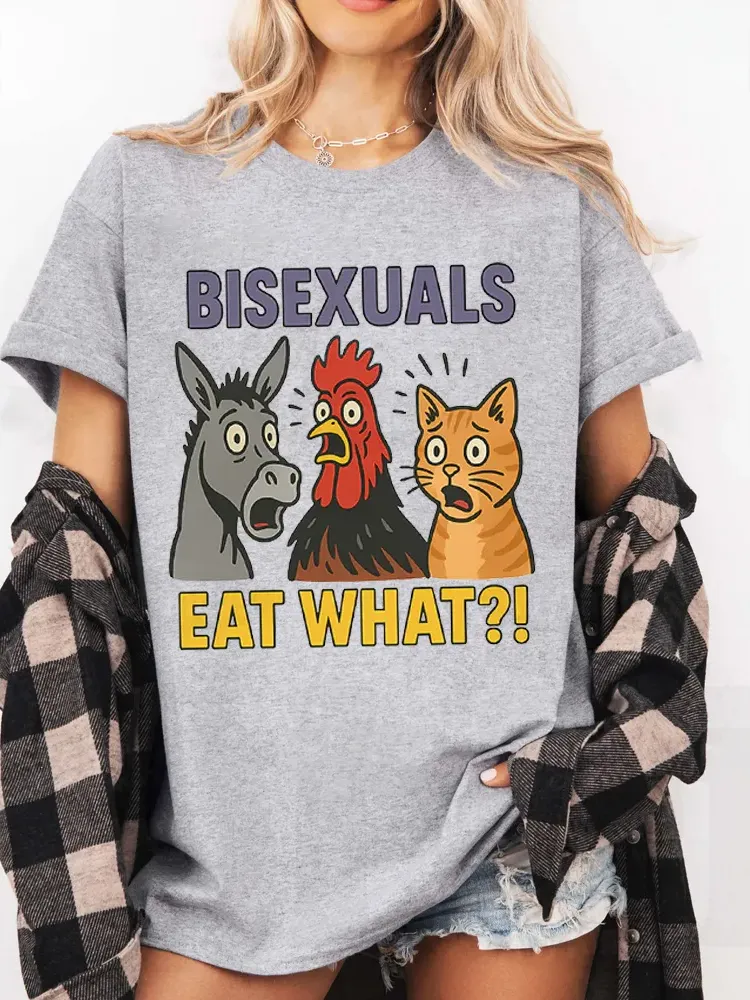 Women'S Bisexuals Eat What?! Short Sleeve Round-Neck T-Shirt