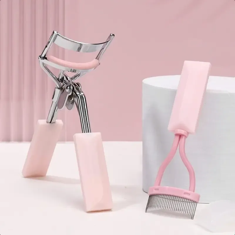 Pink Eyelash Curler and Eyelash Comb Set