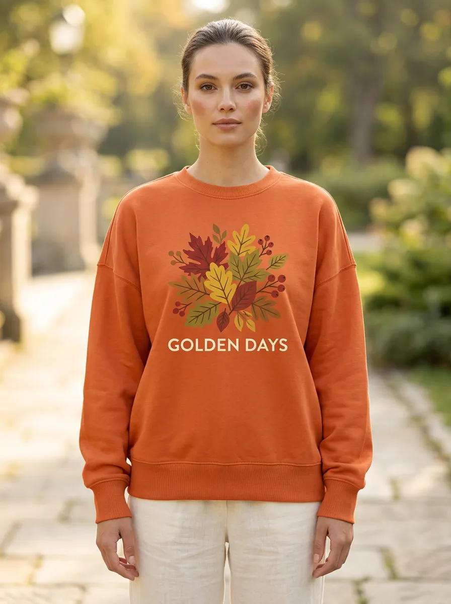 Botanical Maple Leaf Printed Women's Graphic Sweatshirt
