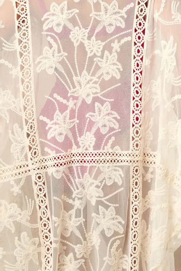 Romantic Flowy Lace Cotton Cover-Up Jacket